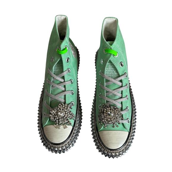 NAN-KU Couture Cruise Spring Mint Hi-Top Studded Embellished Sneakers sz 39 NEW - Picture 2 of 10